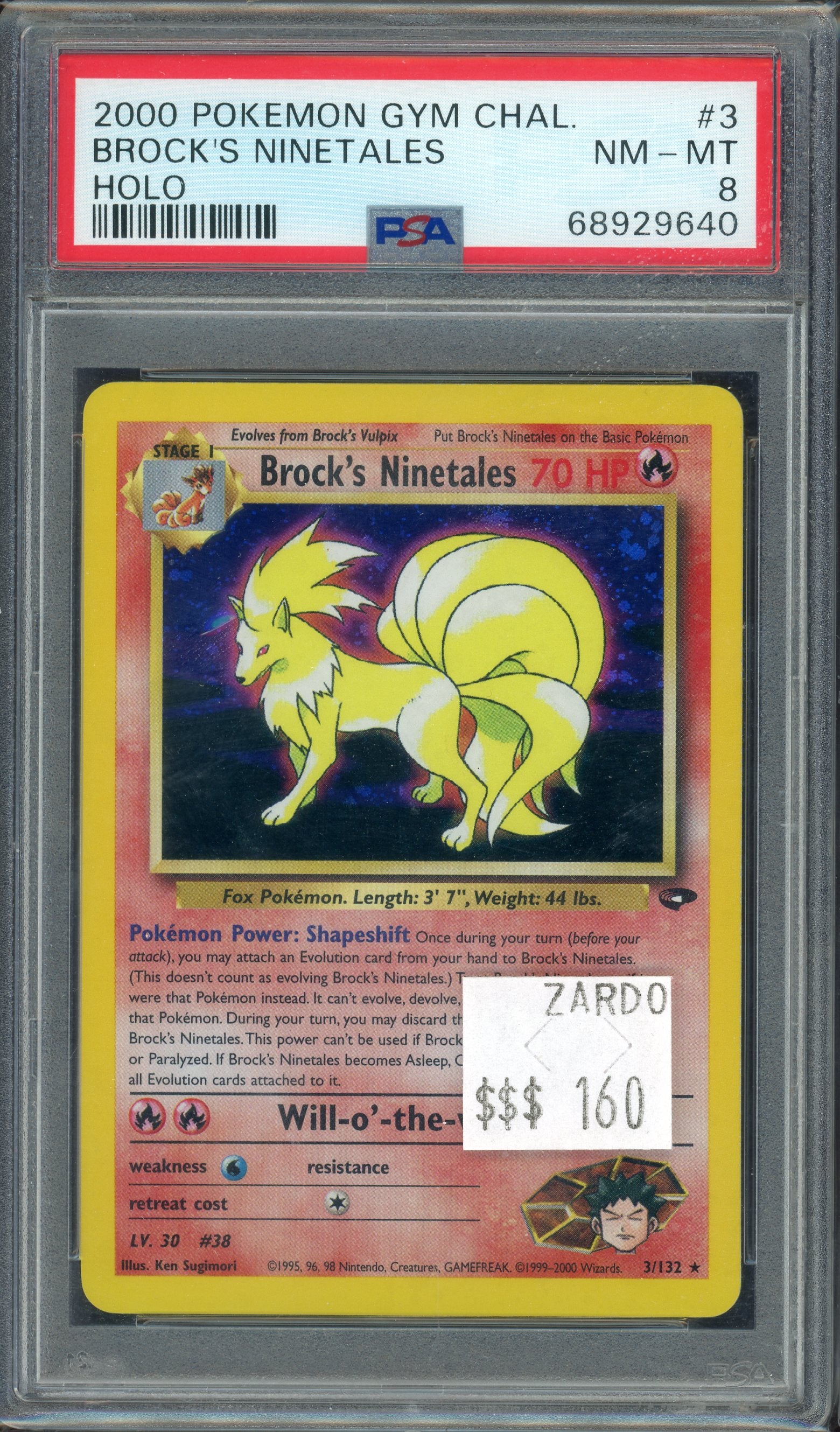 PSA 8 BROCK'S NINETALES HOLO GYM CHAL