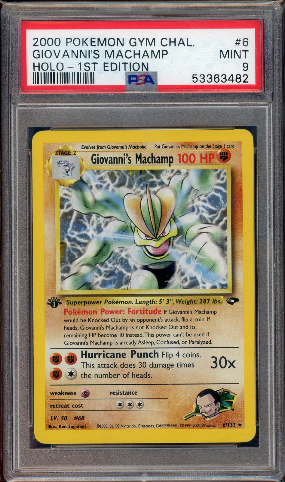 PSA 9 GIOVANNI'S MACHAMP HOLO-1ST EDITION