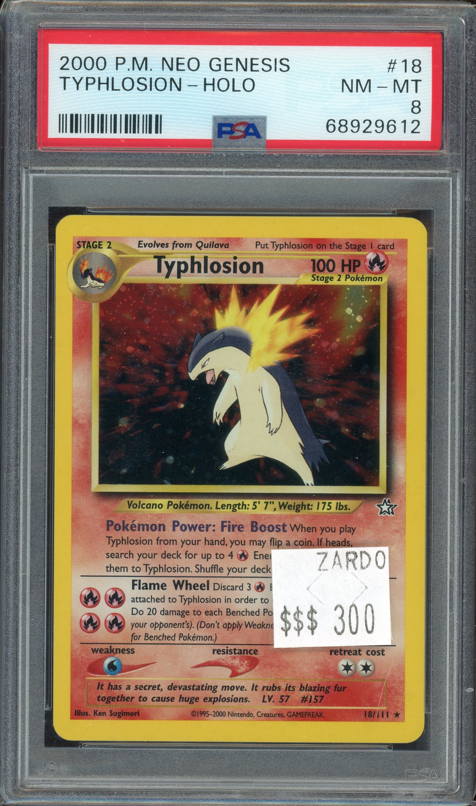 PSA 8 TYPHLOSION - HOLO NEO GENESIS