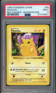 PSA 9 PIKACHU RED CHEEKS SHADOWLESS