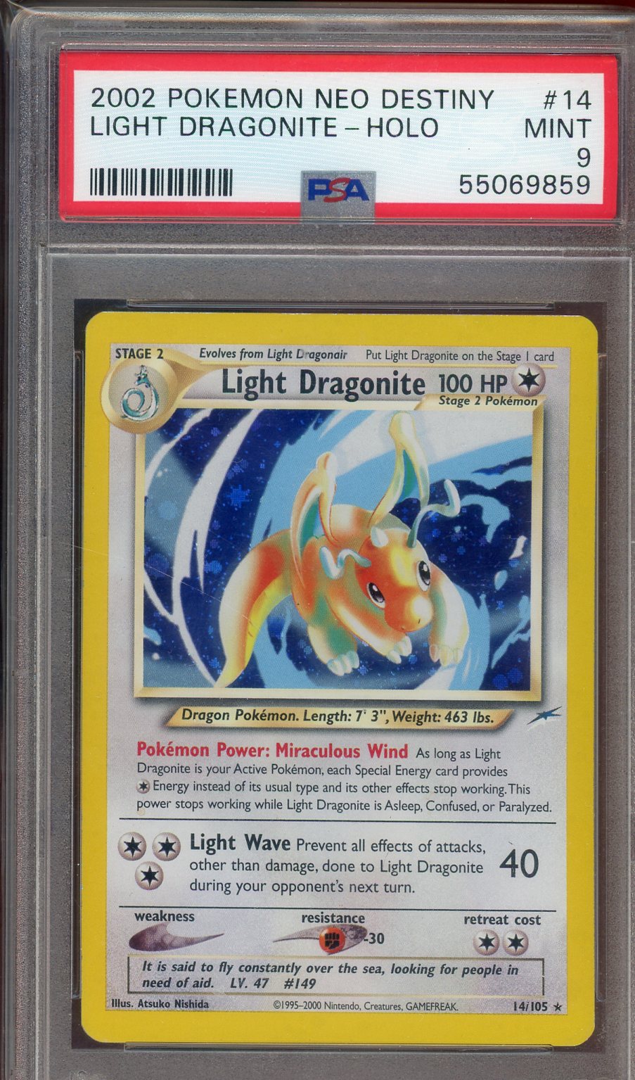 PSA 9 LIGHT DRAGONITE-HOLO