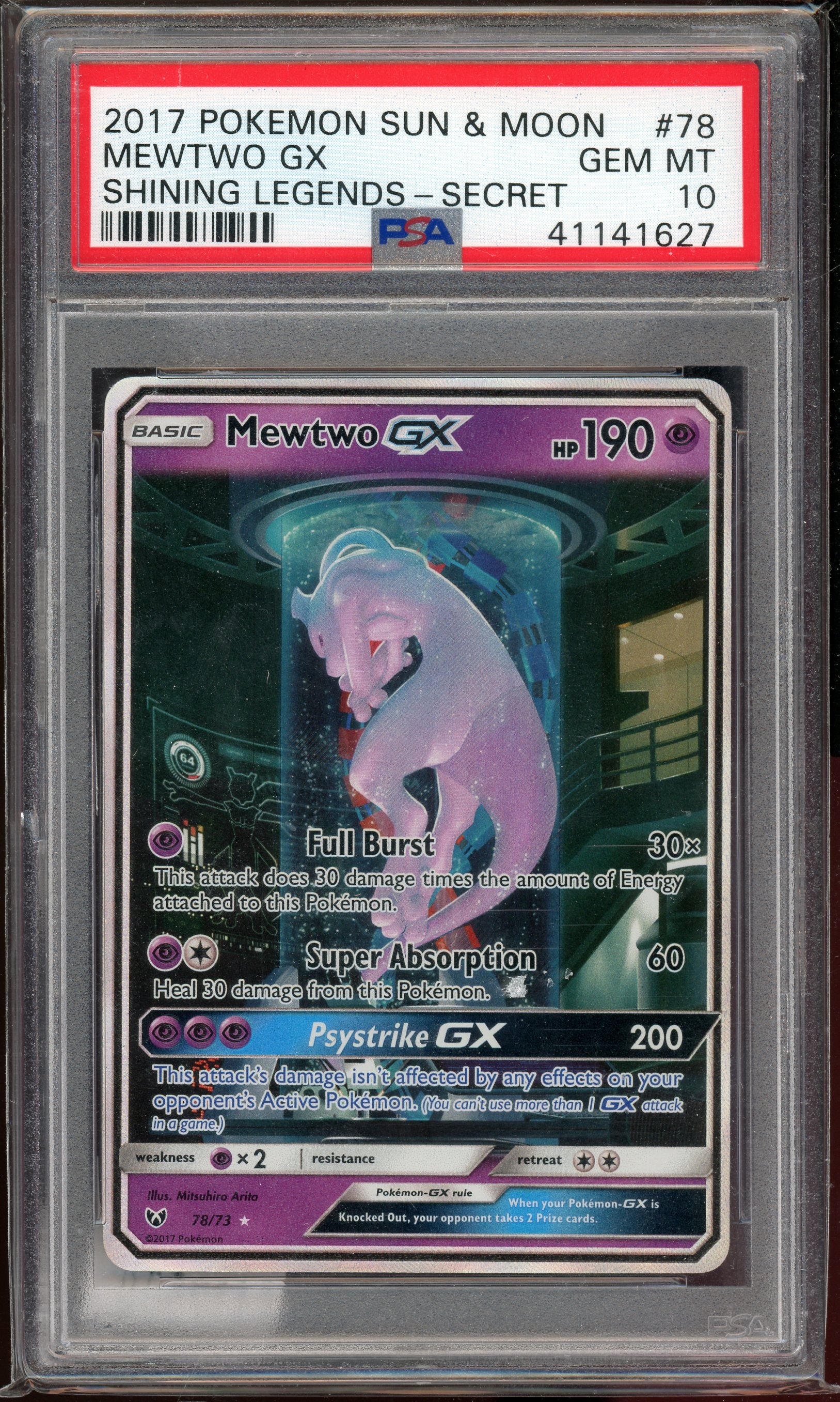 PSA 10 MEWTWO GX SHINING LEGENDS-SECRET