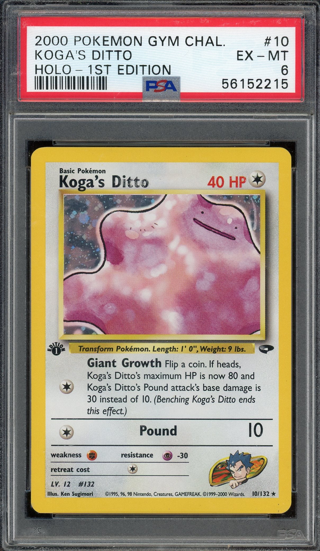 PSA 6 KOGA'S DITTO HOLO-1ST EDITION