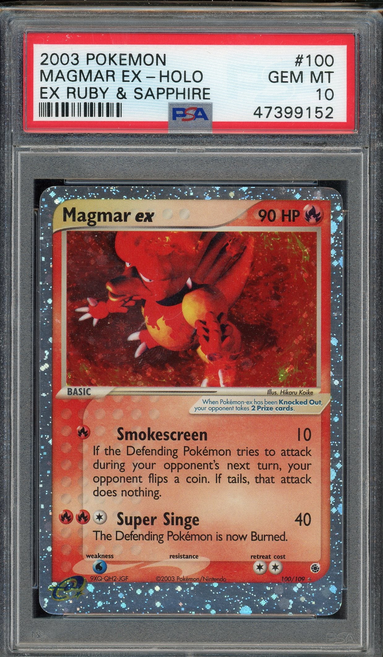 PSA 10 MAGMAR EX-HOLO RUBY & SAPPHIRE