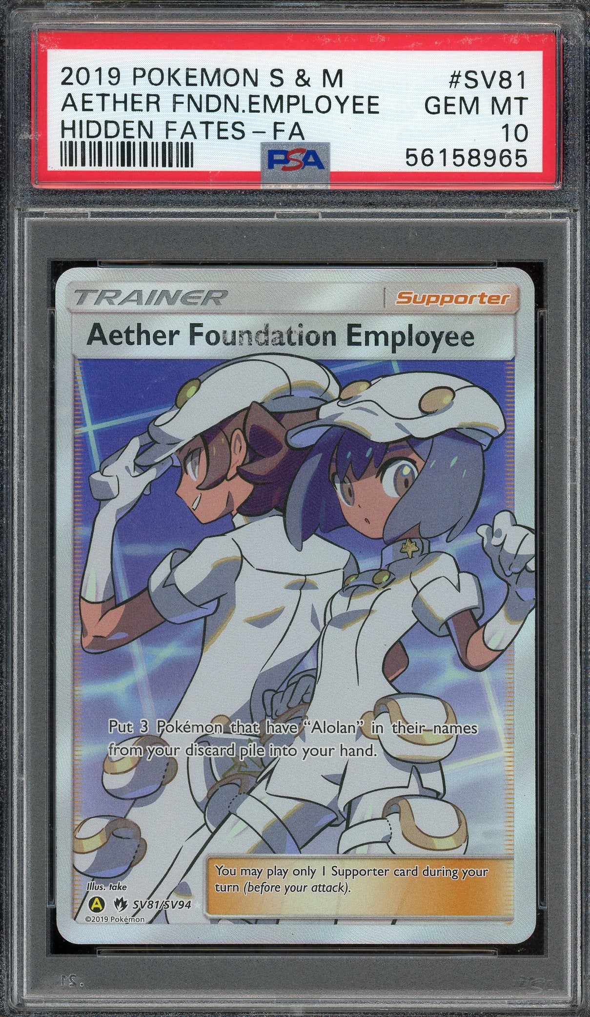 PSA 10 AETHER FNDN.EMPLOYEE HIDDEN FATES-FA