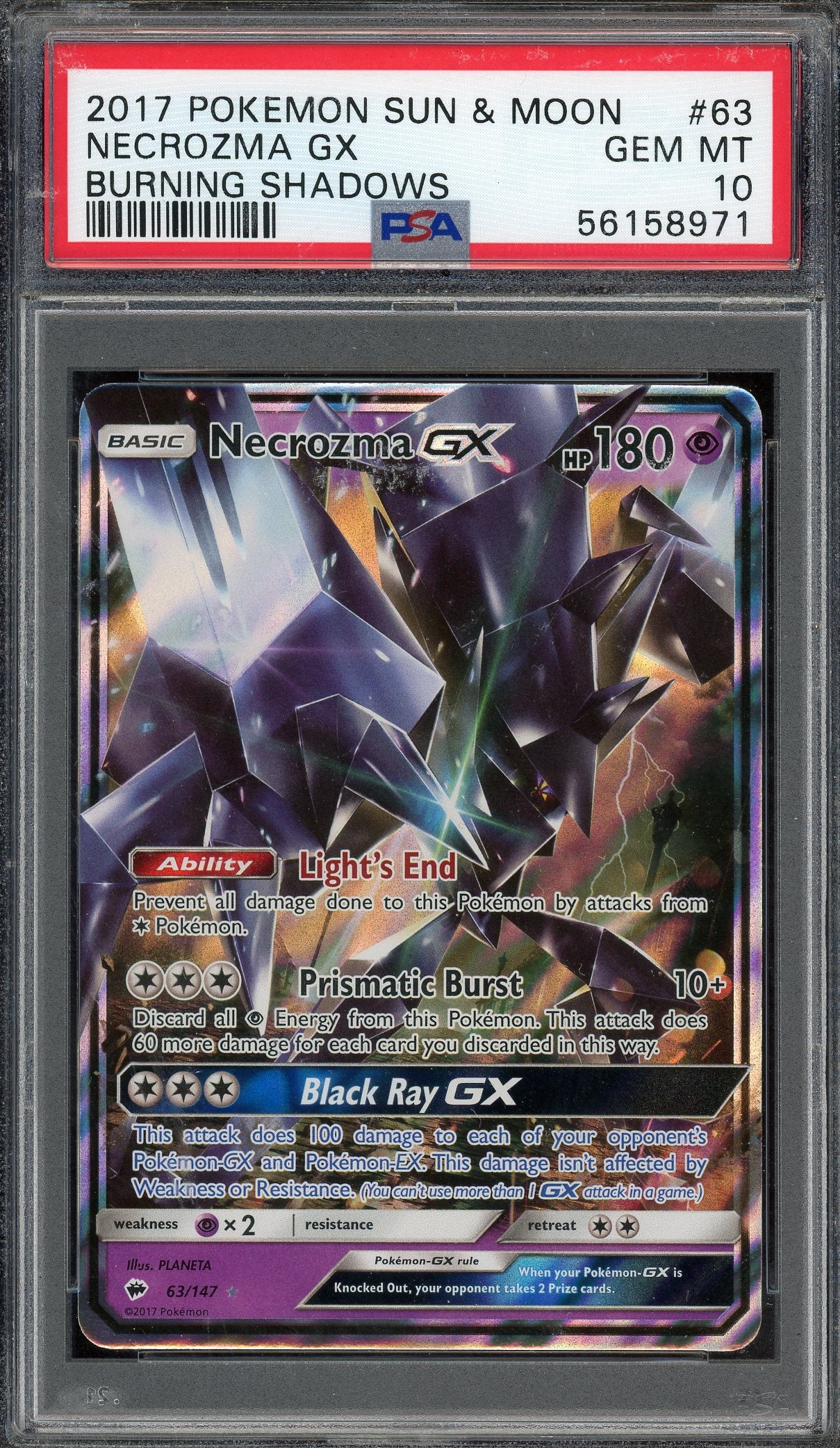 PSA 10 NECROZMA GX BURNING SHADOWS