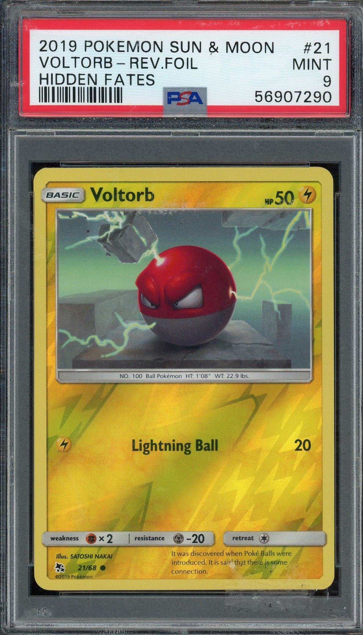 PSA 9 VOLTORB-REV.FOIL HIDDEN FATES