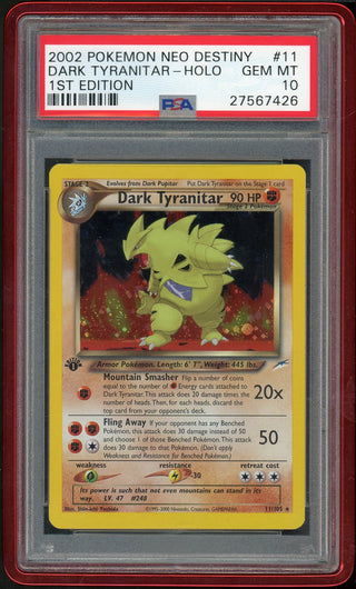 PSA 10 DARK TYRANITAR HOLO NEO DESTINY 1ST ED