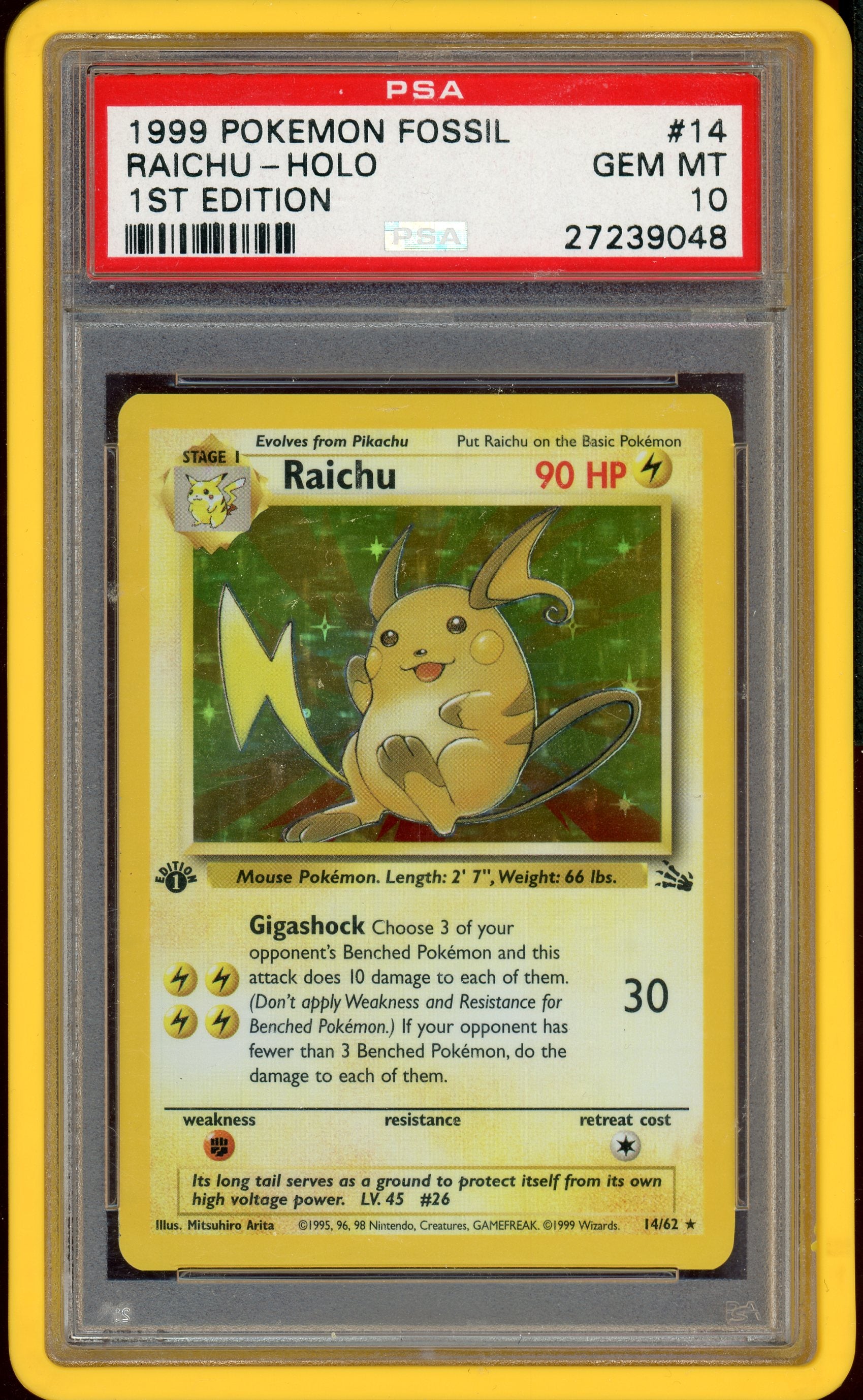 PSA 10 RAICHU-HOLO 1ST EDITION