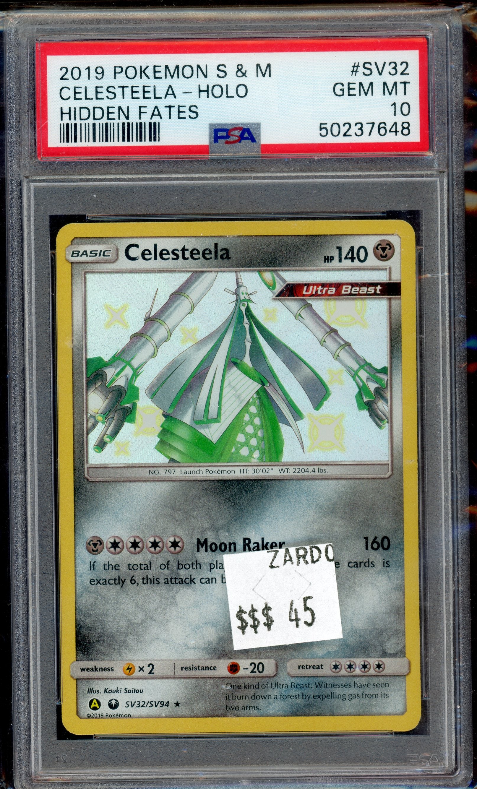 PSA 10 CELESTEELA-HOLO HIDDEN FATES