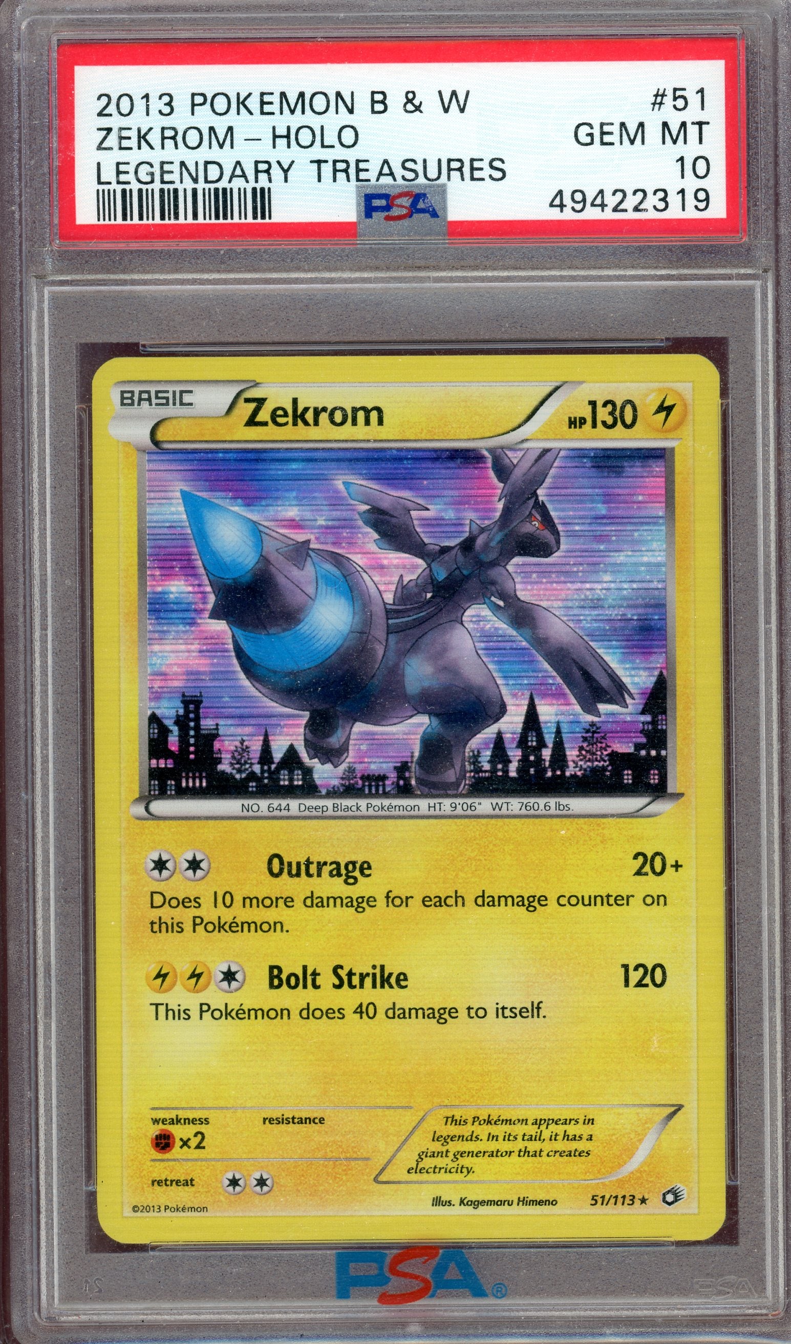 PSA 10 ZEKROM-HOLO LEGENDARY TREASURES