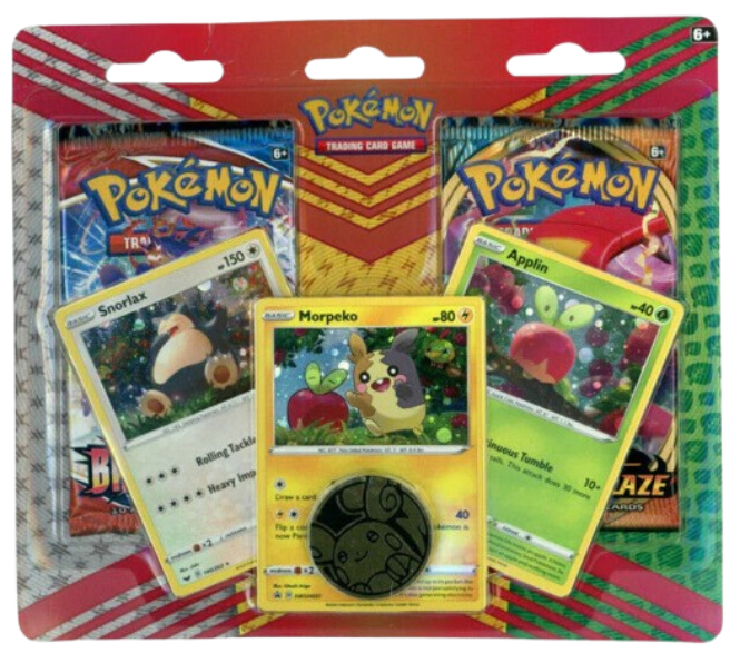 Snorlax, Morpeko & Applin Cards with 2-Pack Blister & Coin