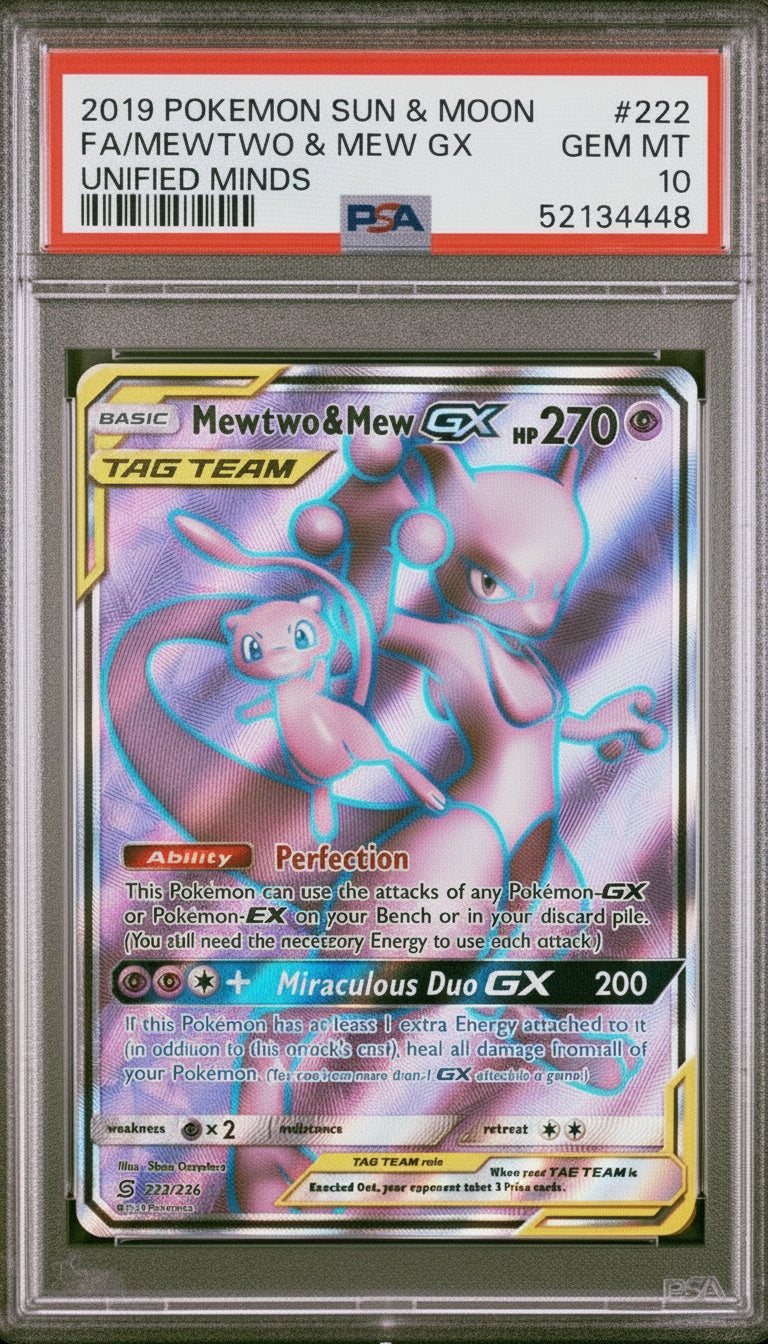 PSA 10 FA/MEWTWO & MEW GX UNIFIED MINDS