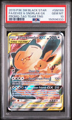 PSA 10 FA/EEVEE & SNORLAX GX PROMO-TAG TEAM TINS