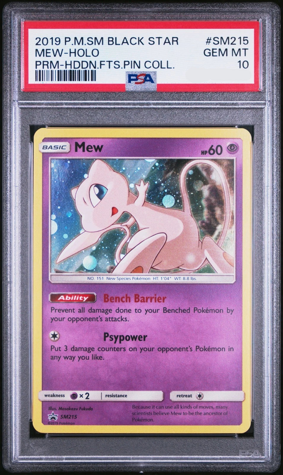 PSA 10 MEW-HOLO PRM-HDDN.FTS.PIN COLL.