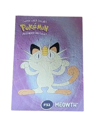 4/8 #52 Meowth SILVER FOIL - Danone Pokemon Stadium Tip Cards [SEALED]