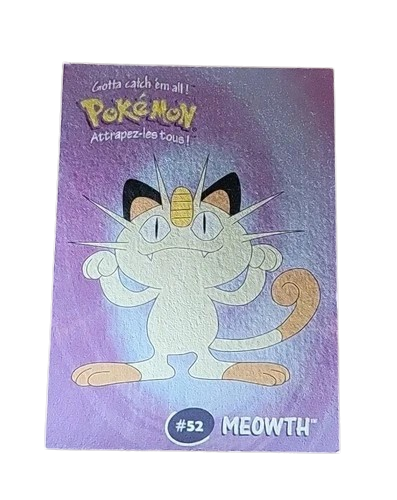 4/8 #52 Meowth SILVER FOIL - Danone Pokemon Stadium Tip Cards [SEALED]
