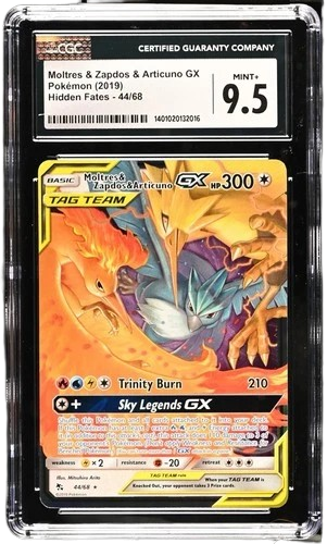 CGC 9.5 MOLTRES & ZAPDOS & ARTICUNO GX HIDDEN FATES
