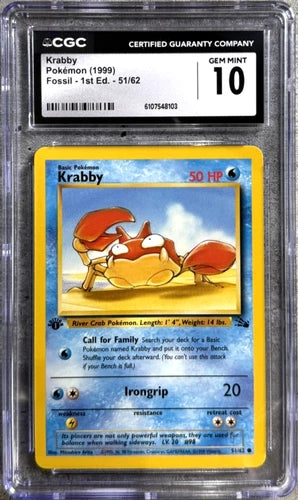 CGC 10 KRABBY FOSSIL 1ST ED