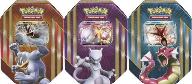 2016 Triple Power Machamp & Shiny Gyarados & Mewtwo EX Full Set Tin