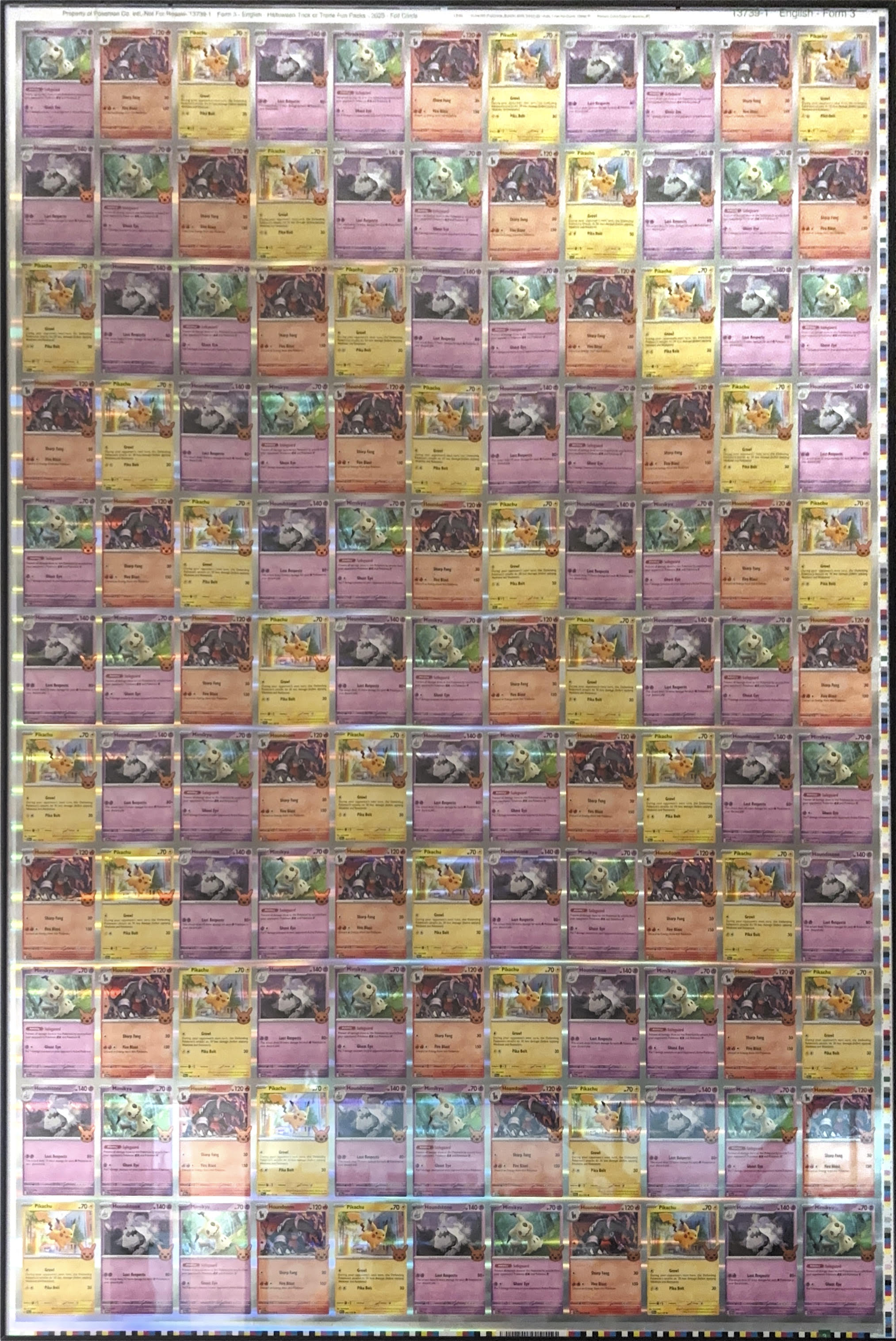 Uncut Sheet Trick or Trade Card 2023 Foil Cards