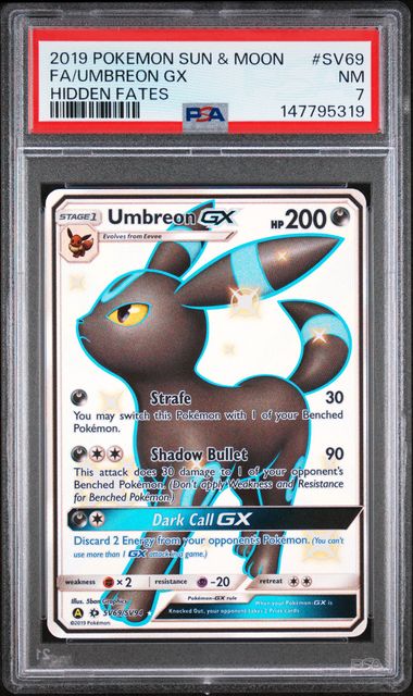 PSA 7 UMBREON GX HIDDEN FATES